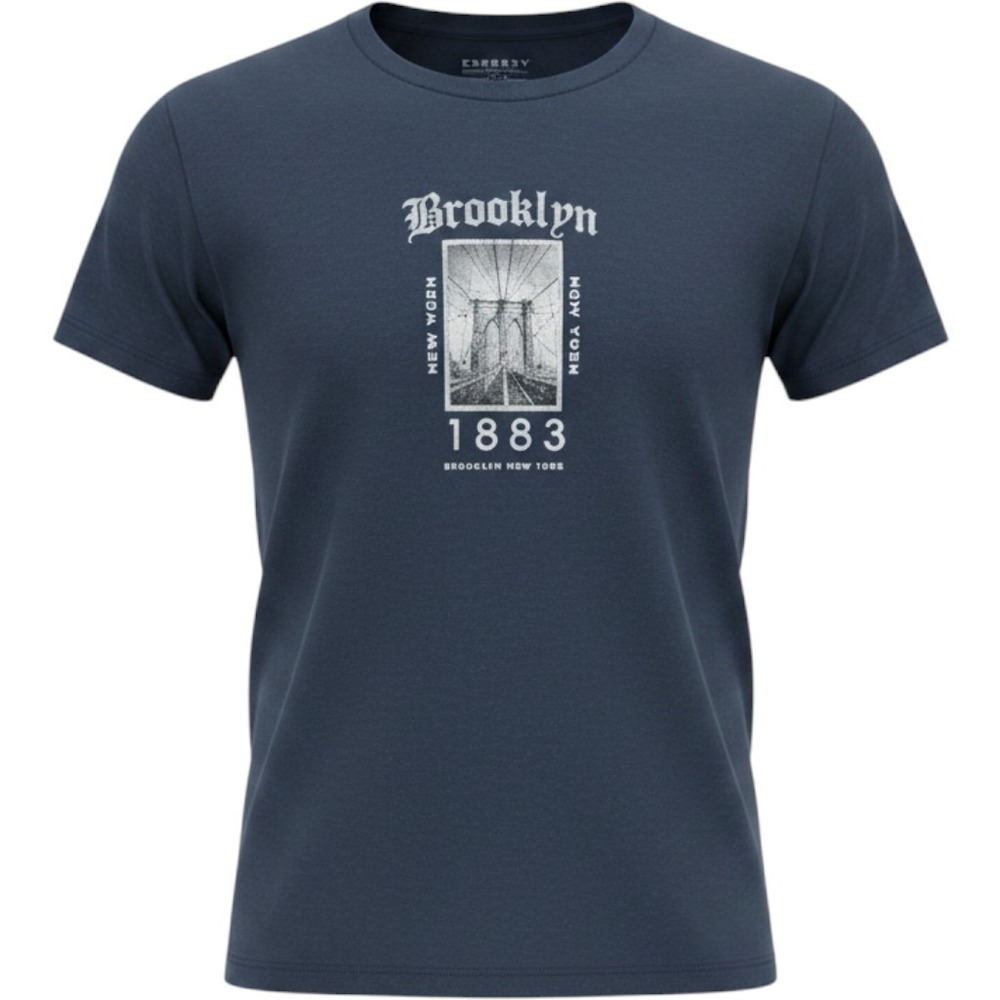 Aeropostale Mens Brooklyn Bridge Graphic Tee Blue Small 1883 New York T-Shirt